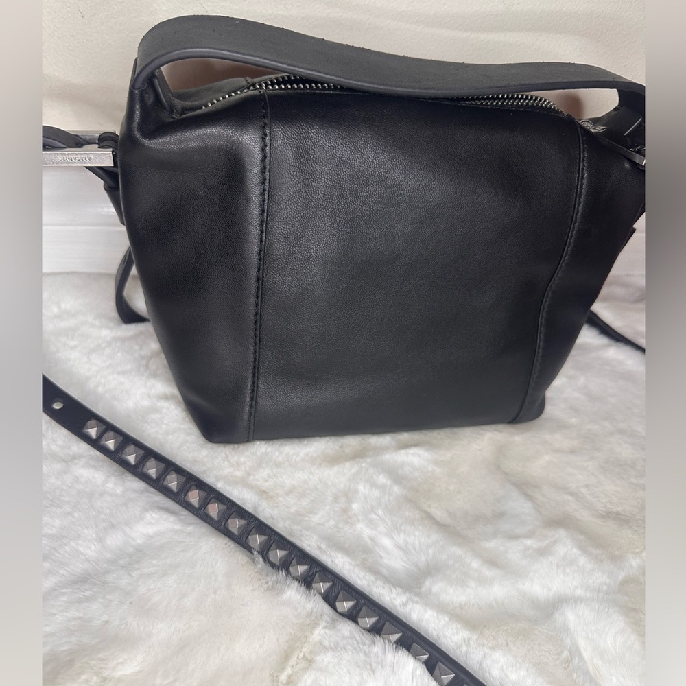 All Saints Studded Black Leather Shoulder Bag - Picture 6 of 7